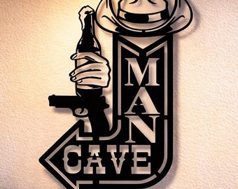 Arquivos para arte de parede em metal para caverna masculina, corte a laser e plasma CNC (svg, dxf, png)