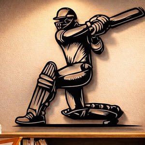Cricket Player 3D Illustration, CNC Laser Cut Datei (svg, dxf, png)