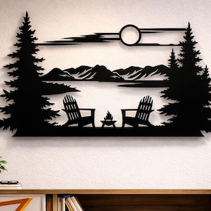 Sunset Dxf Svg Png Files Metal Wall Art Files: Lake, Trees, Mountains