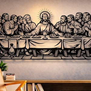 Last Supper Svg Dxf Png Files Jesus and Apostles Vector Art Cut File For Cnc Laser Plasma Cricut