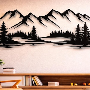 Nature Scene Dxf Svg Png Files Mountains Trees Scene Landscape Forest , Mountain , View , For, Cnc , Plasma , Laser