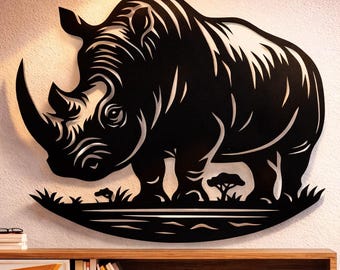 Rhino Dxf Svg Png Files , Rhinoceros , Aggressive , Wall Art , Cut File , For Cnc Plasma Laser Glowforge Cricut