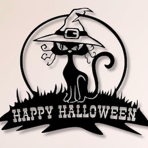 Halloween Cat Metal Wall Art Files, CNC Laser Cut (svg, dxf, png)