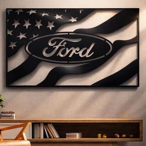 American Ford Flag Svg Dxf Files For Cnc Laser Plasma Cricut Metal Wall Art Files (SVG, DXF, PNG)