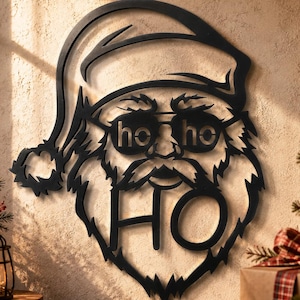 Jultomten Dxf Svg Png-filer , Ho Ho Ho , God , Jul , Solglasögon , Cool , Ansikte , Vägg , Dekor , Konstklipp , Fil för , CNC , Plasma