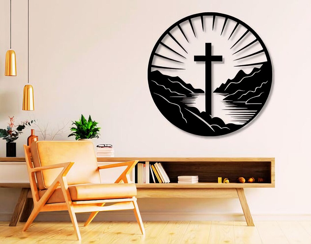 Cross Dxf Svg Png Files Wall Art Scene Jesus Cross Plasma Cut File for ...