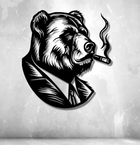 Grizzly Smoke Dxf , Svg , Png , Files , Bear , Smoking , Cigar