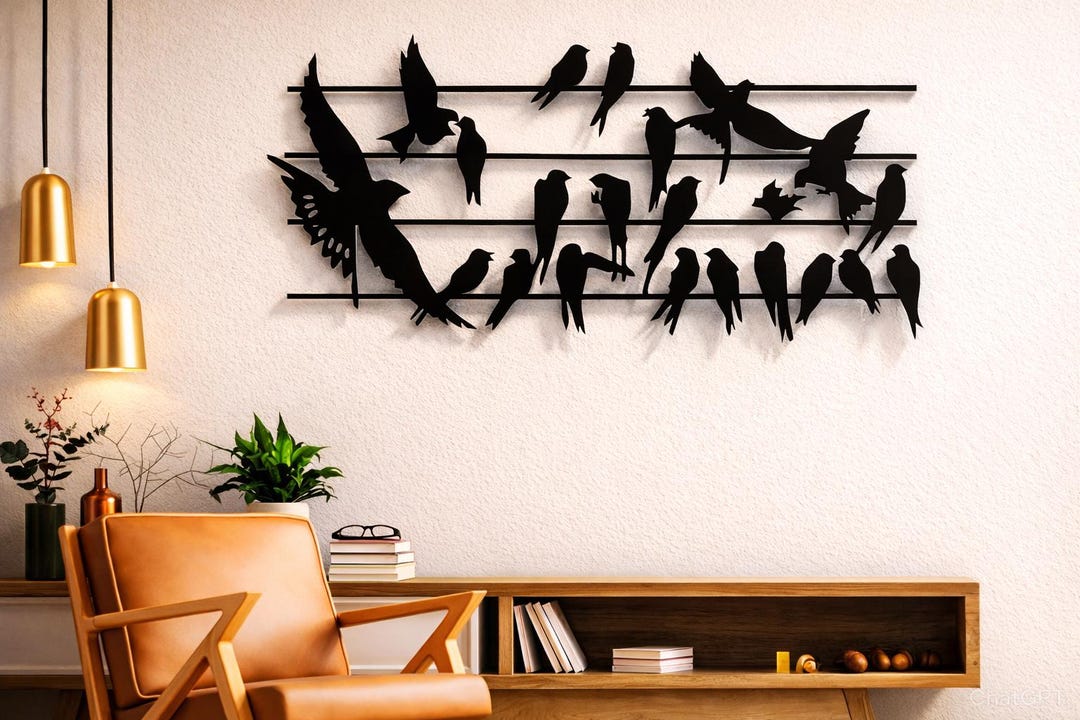 Birds on Wire Svg Dxf Png Files Metal Wall Art Files, Laser Cut - Etsy