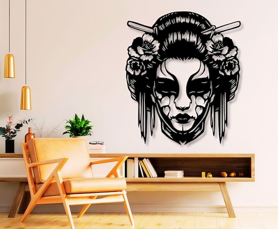 Japanese Geisha Dxf Svg Png Files Geisha Woman Vectorel Cut File