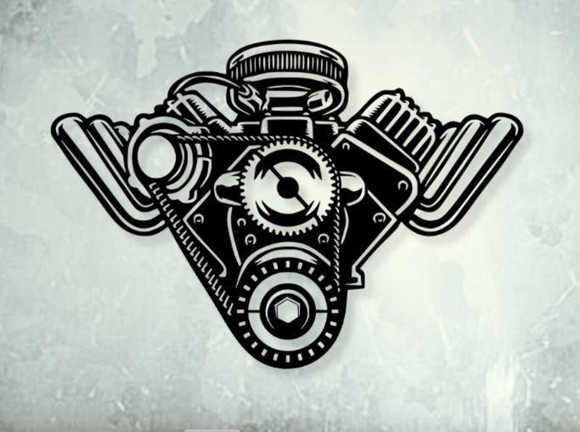 Hot Rod Engine SVG DXF PNG Files Motor Vector Art for Cnc Plasma Laser ...