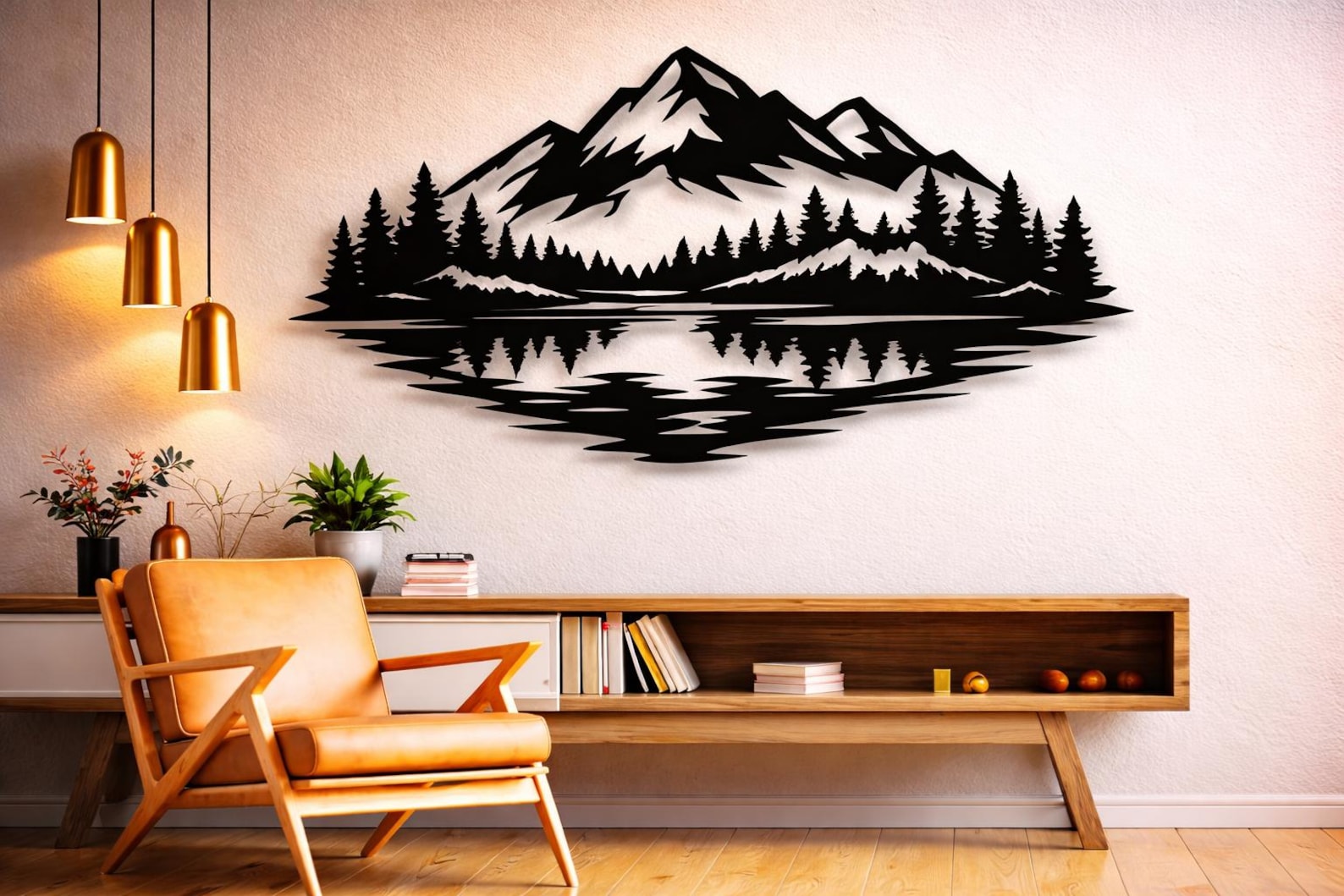 Mountain Lake Scene Dxf Svg Png Files for Cnc Laser Plasma Cricut ...