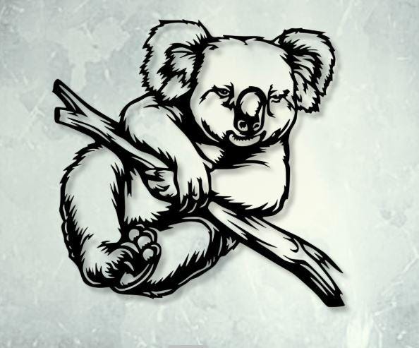 Koala Vector Ripped Koala Svg Dxf Png Files Vector Art Cut File for Cnc Laser Plasma Cricut ...
