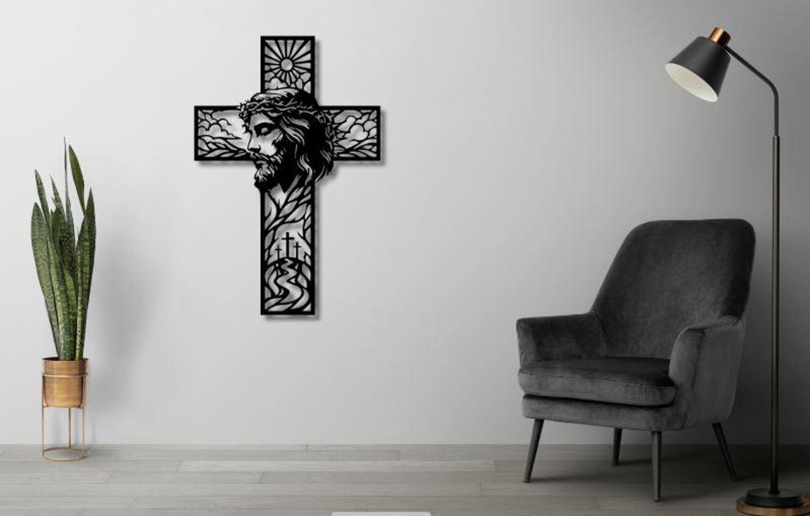 Jesus Cross Dxf Svg Png Files Wall Art Cut File for Cnc Laser Plasma ...