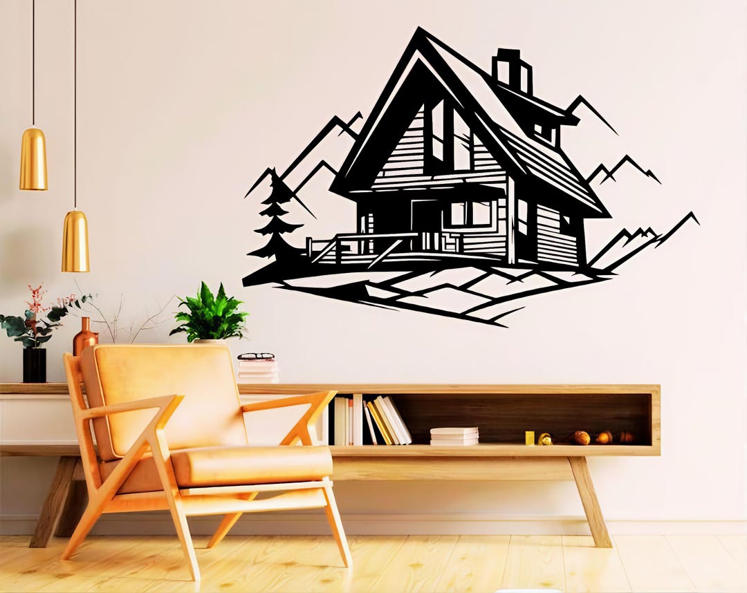 Cozy Chalet Dxf Svg Png Files Wall Art Cut File Snowy Pines Cottage ...