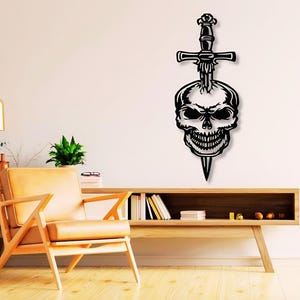 Skull Sword Dxf , Svg , Png , Files , Skull , Death , Sword , Knife , Horror , Wall , Art , Cut , File , For , Cnc , Laser , Plasma