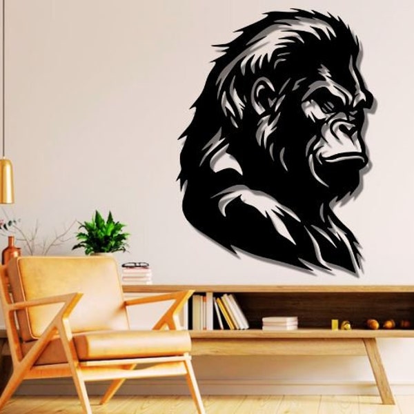 Gorilla Dxf , Svg , Png , Files , Gorilla , Monkey , Face , Angry , Animal , Cut , File , For , Cnc , Plasma , Laser