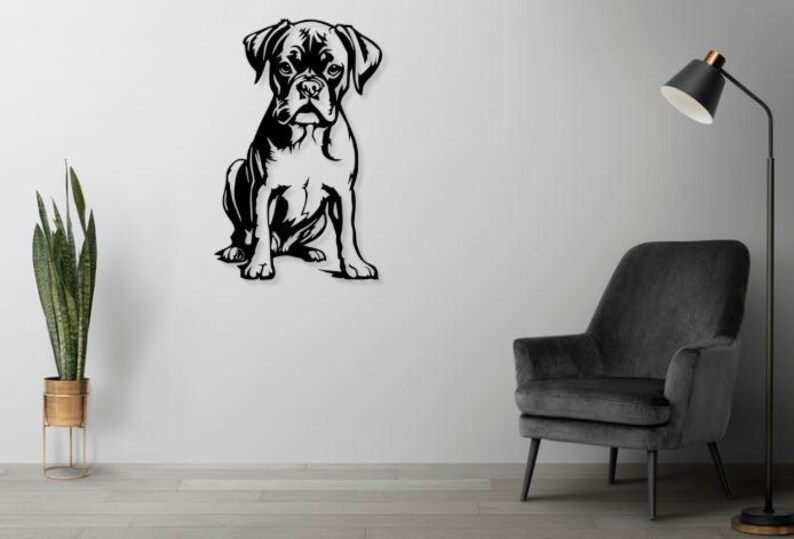 Boxer SVG DXF PNG Files Dog Sitting Vector Art Cut File for Cnc Plasma ...