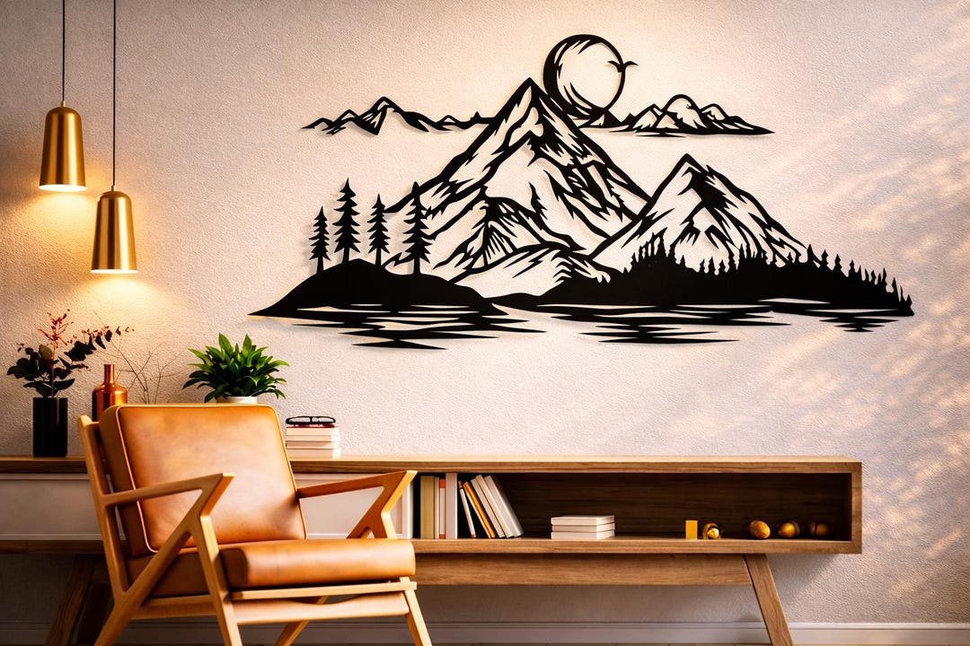 Mountain Scene Dxf Svg Png Files Metal Wall Art Files - Etsy