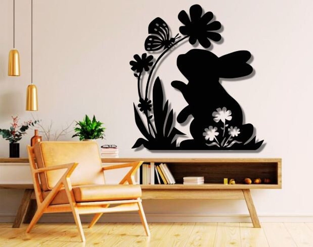 Bunny Spring Dxf Svg Png Files , Rabbit , Butterfly , Spring , Fresh ...