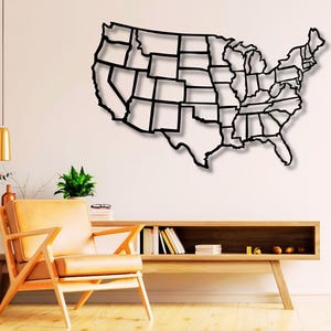 American Map Dxf Svg Png Files America Map Outline Wall Art Cut File For Cnc Plasma Laser Glowforge Cricut