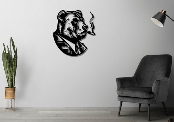 Grizzly Smoke Dxf , Svg , Png , Files , Bear , Smoking , Cigar