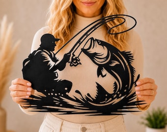 Fisherman Wall Art Files, cnc Plasma Laser Cut (svg, dxf, png)