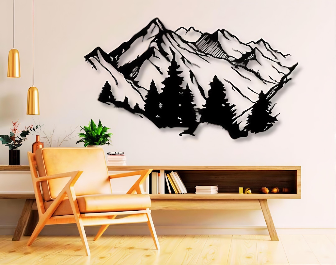 Mountain Scene Svg Dxf Png Files Metal Wall Art Files, CNC Plasma Laser ...