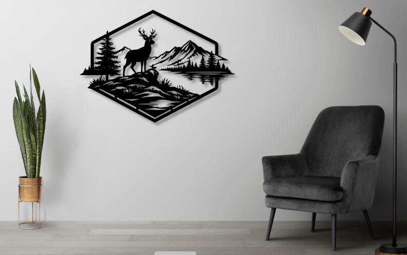 Nature Deer Scene Dxf Svg Png Files Wall Art Decor Cut File for Cnc ...