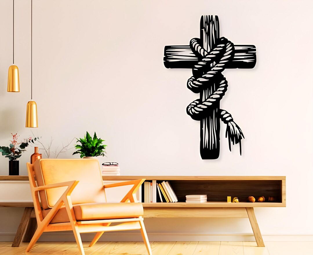 Cross With Rope Vector Cut File (SVG DXF PNG) - Etsy