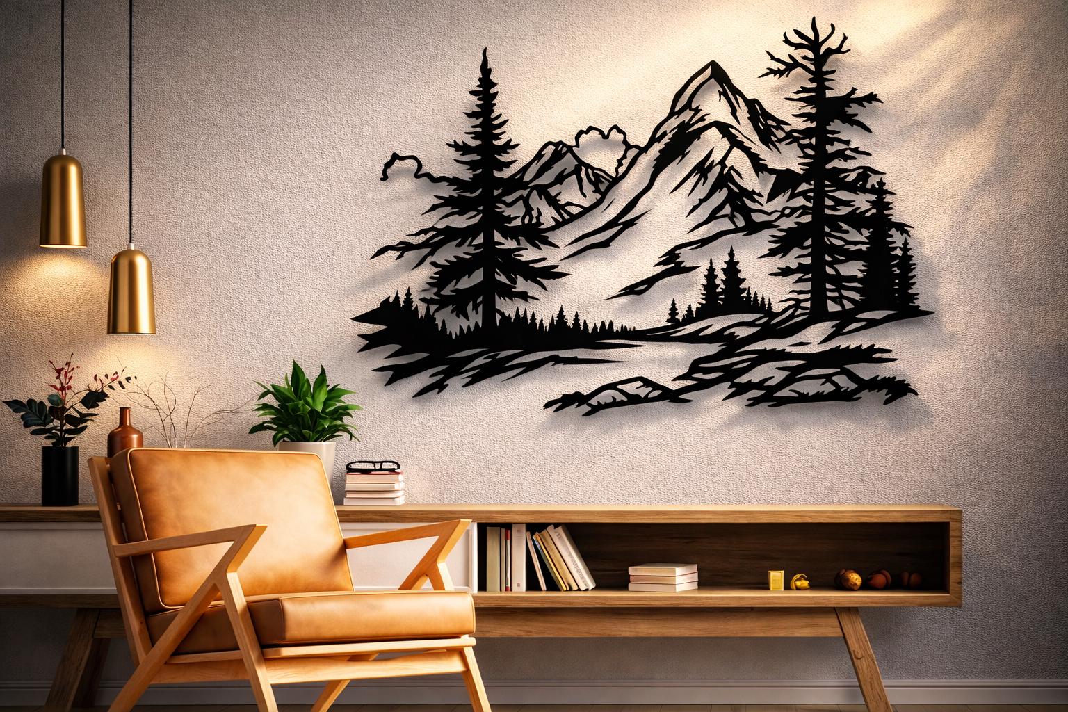 Mountain Scene Dxf Svg Png Files Nature Trees Mountains Cut File for ...