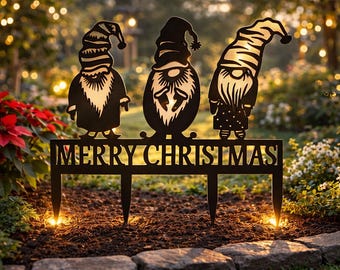 Christmas Gnomes Garden Stake Svg Dxf Files : CNC Laser Cut Files (SVG, DXF)