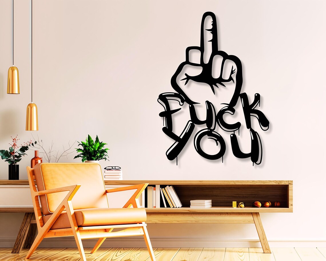 Middle Finger Dxf File Middle Finger Dxf Svg Png Files Fuck You Design Vector Cut File for Cnc ...