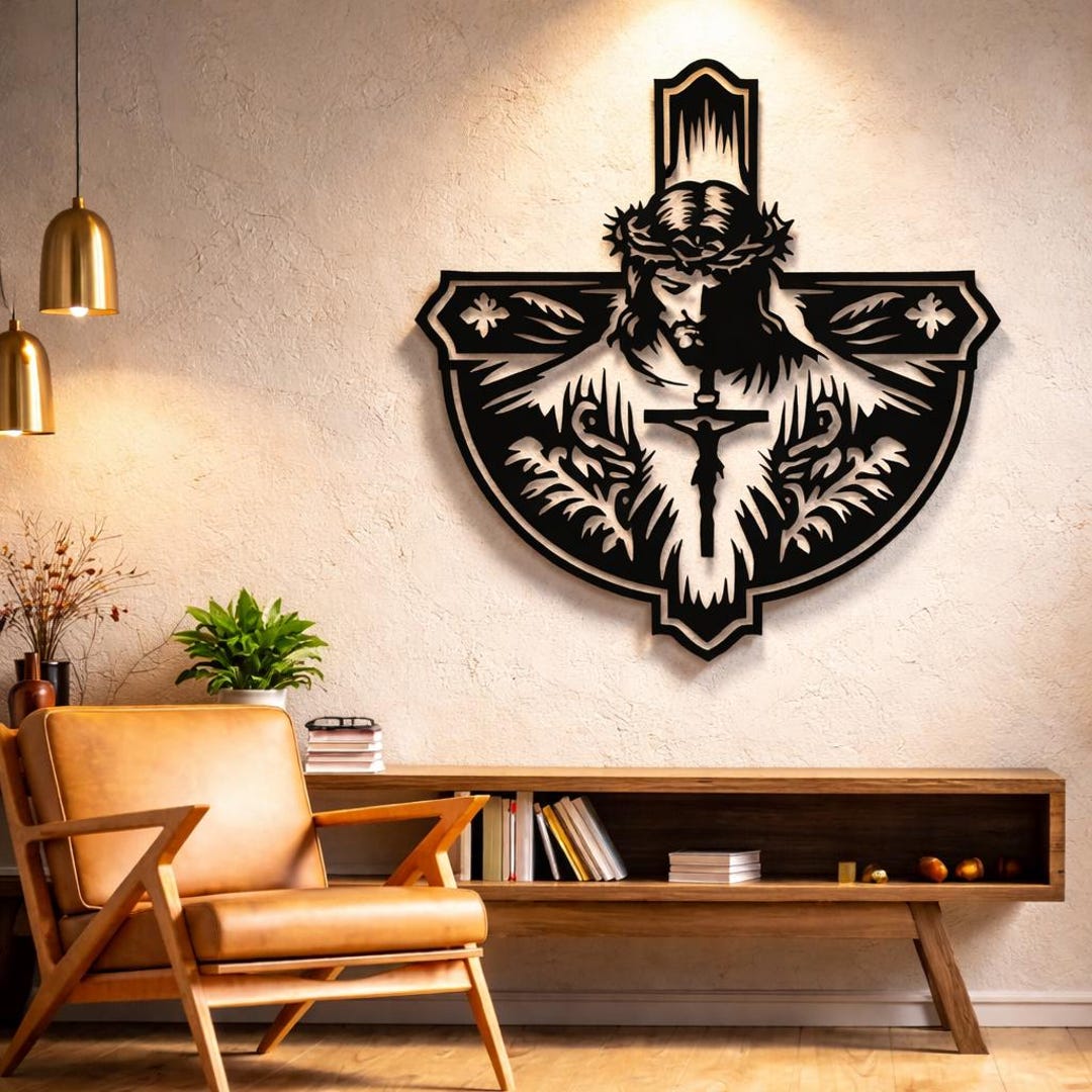 Jesus Cross Svg Dxf Files Wall Art Cut File, CNC Plasma Laser Vector ...
