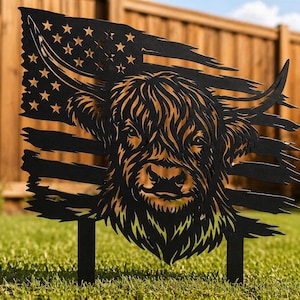 Estaca de jardín patriótica de las Tierras Altas, archivos DXF y SVG para decoración de jardín y patio, archivo de corte para láser y plasma CNC.