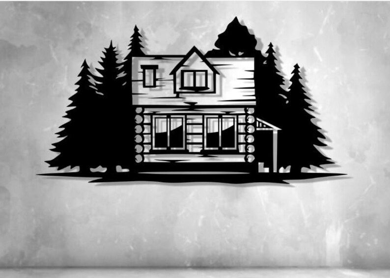 Wood House Svg Dxf Png Files , Cottage , Wooden , Forest , Trees ...