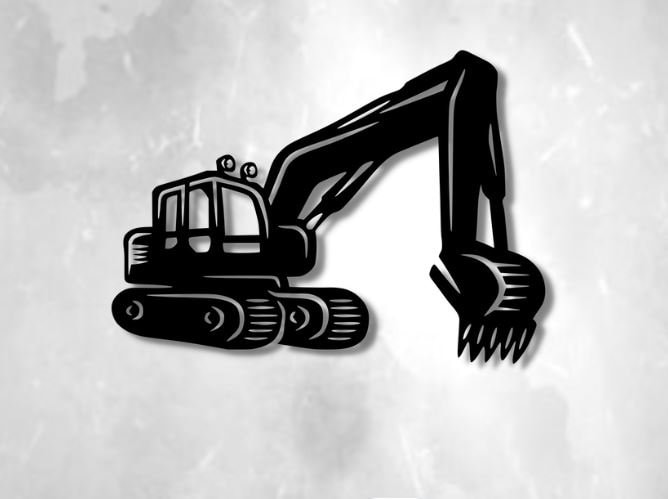 Excavator Dxf , Svg , Png , Files , Excavator , Wall , Art , Cut , File ...