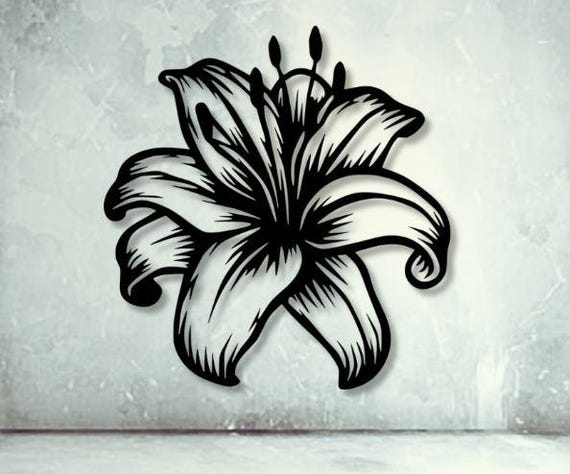Lily Dxf Svg Png Files Lilium Flower Wall Art Cut for Cnc Plasma