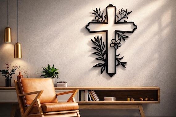 ラスト　アートヤーン(316)約55g 2200円 Floral Cross SVG DXF, Laser Cut Files, CNC Metal Wall Art - Etsy