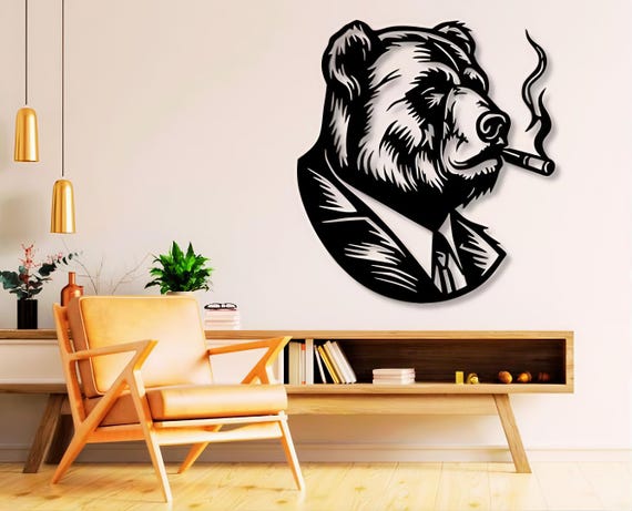 Grizzly Smoke Dxf , Svg , Png , Files , Bear , Smoking , Cigar