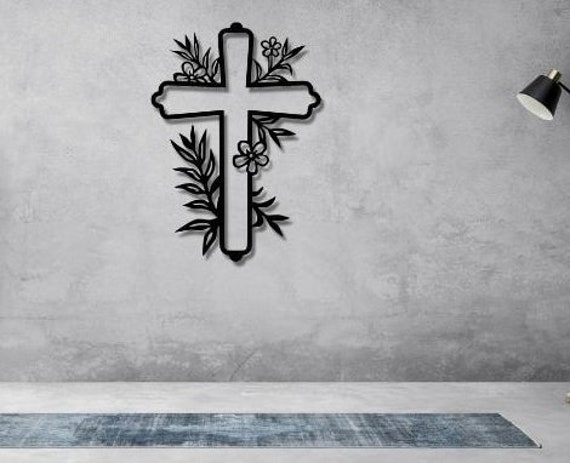 Floral Cross SVG DXF, Laser Cut Files, CNC Metal Wall Art - Etsy