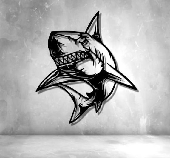 Shark Metal Wall Art Files, CNC Plasma Laser Cut (svg, Dxf, Png