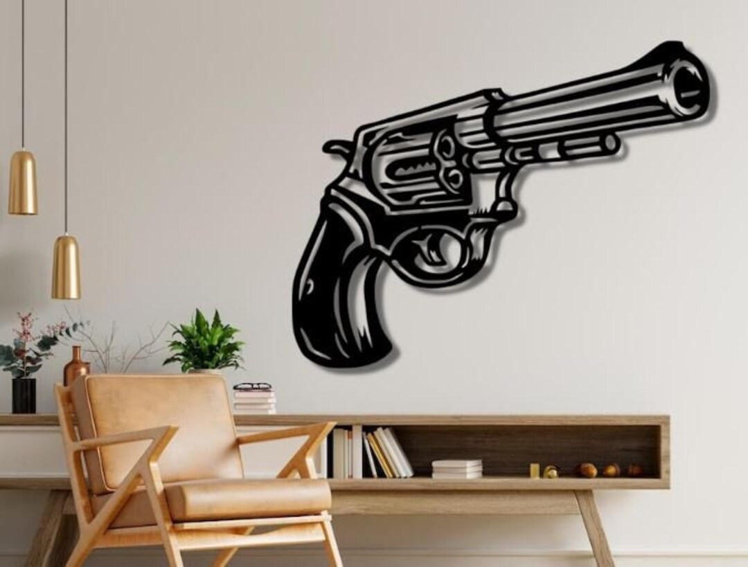 Revolver Dxf , Svg , Png , Arquivos , Revolver , Arma , Parede , Arte ...