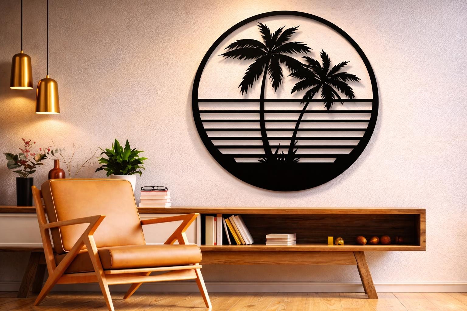 Palm Trees Sunset Svg Dxf Png Files Metal Wall Art, CNC Laser Cut