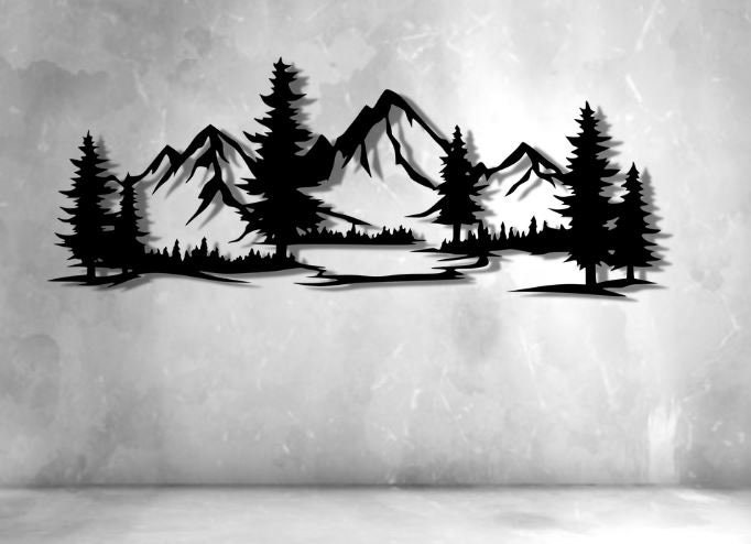 Mountain Scene Dxf Svg Png Files Wall Art, CNC Laser Cut Files - Etsy