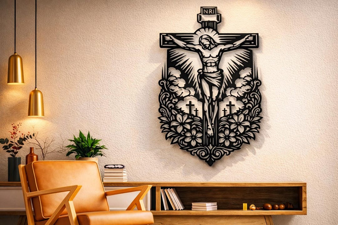 Jesus Cross Dxf Svg Png Files Wall Art Decor for Cnc Laser Plasma ...