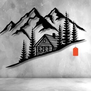 Wood House Dxf , Svg , Files , Chalet Wall Art , Laser Cut , Mountains ...
