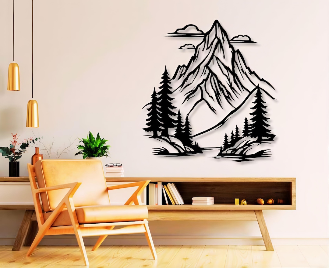 Mountain Scene Dxf Svg Png Files Nature Wall Art Plasma Cut File for ...