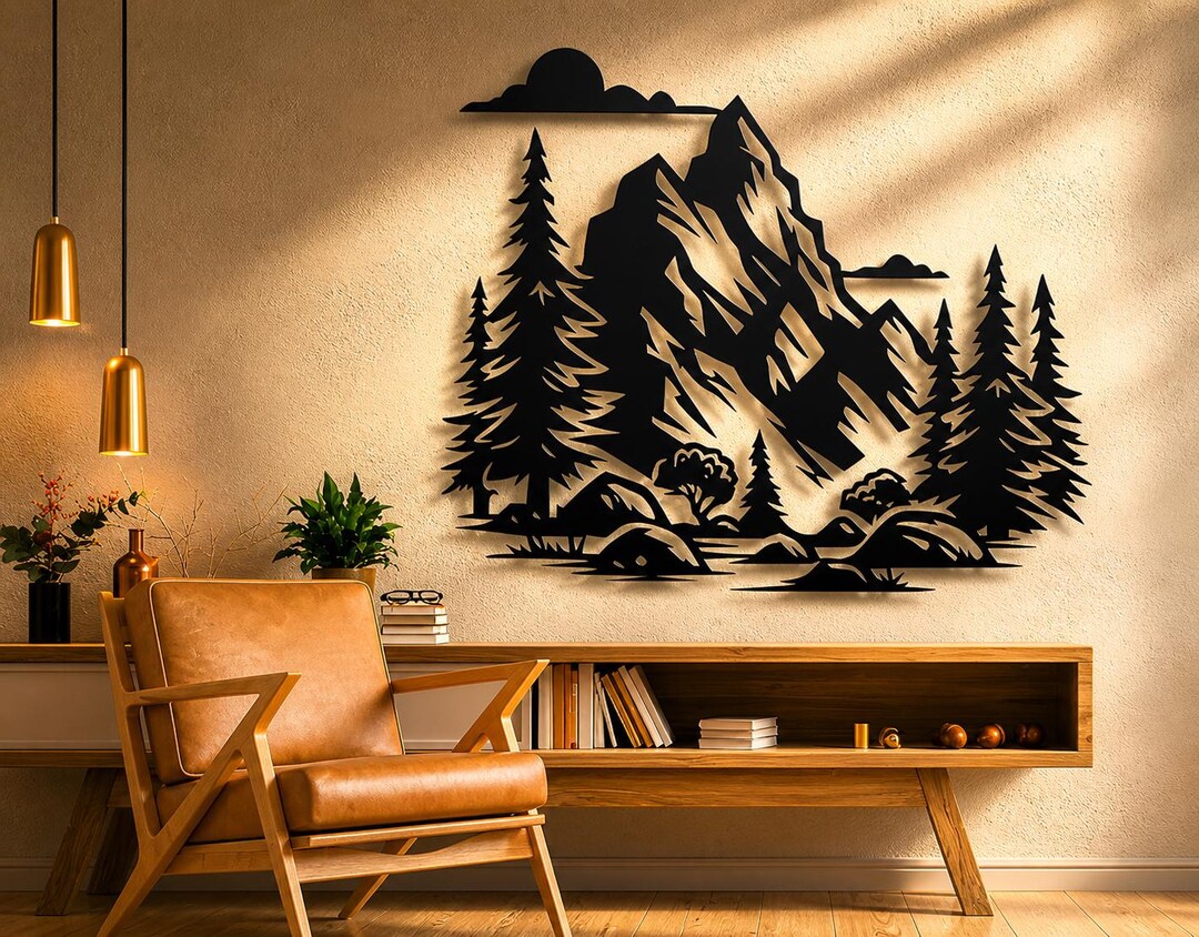 Mountain Svg Dxf Png Files Landscape Scene Vector Art Cut for Cnc ...