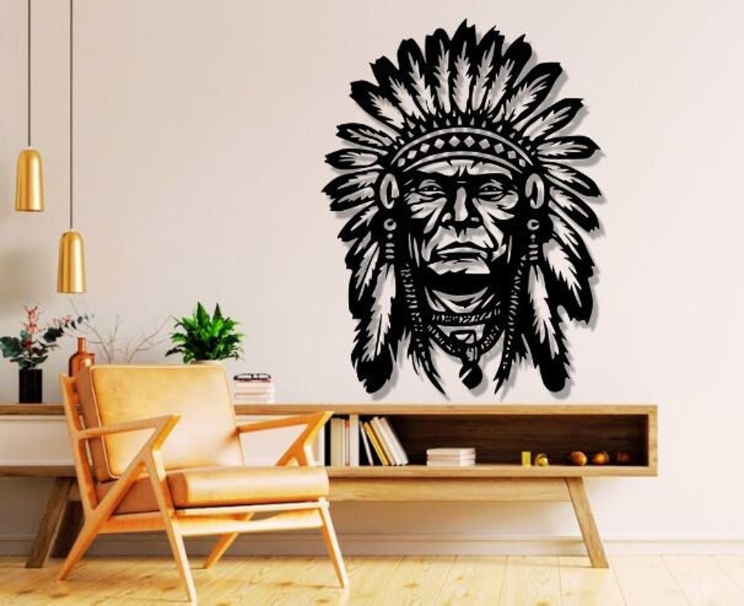 Chief Dxf Svg Png Files , American indian chief , Wall art , Cut File ...