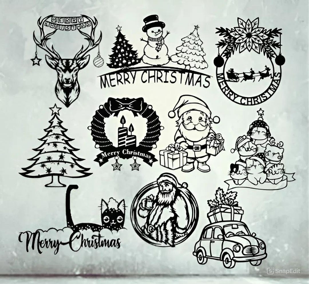 Merry Christmas Set Dxf Svg Png Files for Cnc Plasma Cut File Metal or ...